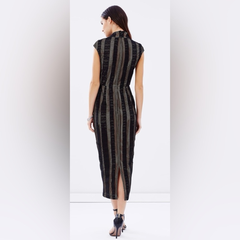 NWT Misha Collection Chiara Mesh Lace Midi Dress in Ebony - Picture 8 of 11